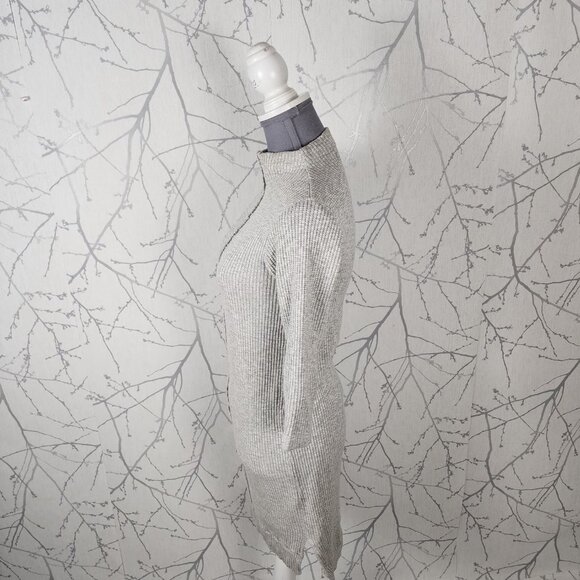 Rebecca King Gray Cotton Blend Waffle Knit Mock Neck Dress - Picture 3 of 7